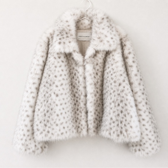 Michael Kors Jackets & Blazers - REBECCA MINKOFF Snow Leopard Cropped Shirt Collar Faux Fur Jacket